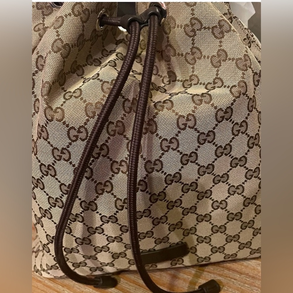 Gucci Tan and Brown Monogram Backpack - Picture 13 of 13